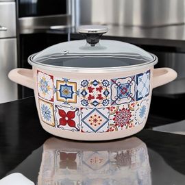Кастрюля эмалированная METALAC Imperial, стеклянная крышка, 24 cм, 6 л