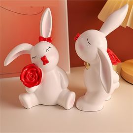Фигурка "Зайчики с розами" 17.5 см, керамика, 2 шт.