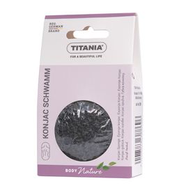 Burete de konjac TITANIA "BAMBOO CHARCOAL", negru, uscat, diametru  6 cm