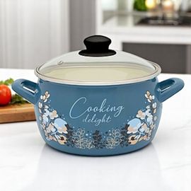 Кастрюля эмалированная METALAC Blue, стеклянная крышка, 20 cм, 4.2 л
