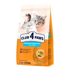 Сухой корм CLUB 4 PAWS Premium, для взрослых кошек, с чувствительным пищеварением, ассорти, 2 кг