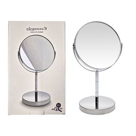 Oglinda ELEGANZA, cu suport metalic, fata dubla, D 14 cm