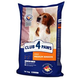 Корм CLUB 4 PAWS Premium для собак средних пород, сухой, ассорти, 14 кг