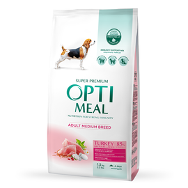 Hrana uscata OPTIMEAL Super Premium pentru caini adulti de rase mijlocii, curcan, 1.5kg