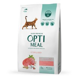 Hrana OPTIMEAL Super Premium pentru pisici adulte sterilizate, uscata, carne de vita si sorg, 4 kg