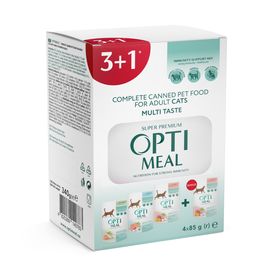 Влажный корм OPTIMEAL Super Premium для взрослых кошек, ассорти, 3+1, 340гр