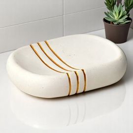 Мыльница Golden Stripes, белая, керамика