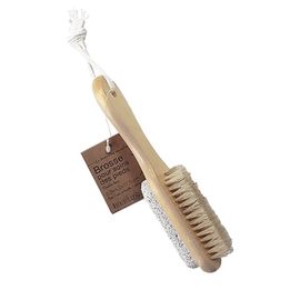 Perie pentru pedichiura 2in1 cu piatra ponce TENDANCE, lemn, 4.2x17.5 cm