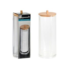 Organizator pentru dischete demachiante ELEGANZA, cu capac din bambus, 19×7 cm