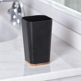 Pahar pentru periute de dinti patrat Bathroom, fund din bambus, 11 cm