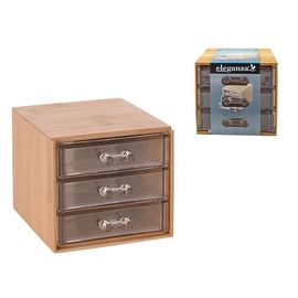 ​Organizator cu 3 sertare ELEGANZA, din bambus, 15×12×10 cm