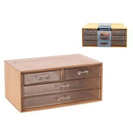 Organizator cu 4 sertare ELEGANZA, din bambus, 23×15×10 cm