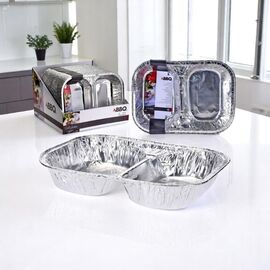 Forme din aluminiu, 2 sectii, BBQ 35X26X6 cm