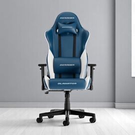 Scaun de gaming/oficiu DXRACER Gaming/Office Chair GLADIATOR-23-L-BW-X1, Blue/White, 150kg / 180-200cm