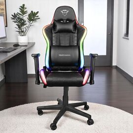 Scaun de birou/gaming TRUST Gaming Chair GXT716 RIZZA - Black RGB LED Illuminated, 150kg / 155 - 195cm