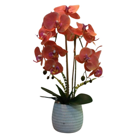 Orhidee artificiala in ghiveci, piersic, 53 cm