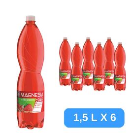 Набор MAGNESIA RED Минеральная вода, Клубника, газированная, 1.5 л, 6 шт