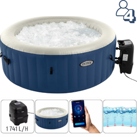 Jacuzzi SPA gonflabil INTEX PureSpa Bubble Blue, 80х66 cm, 677l, 4 persoane