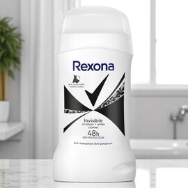 Антиперспирант-карандаш REXONA Invisible, Черный и Белый, против белых пятен, 50 мл