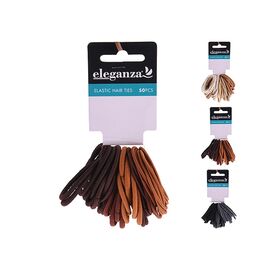 Set elastice pentru par Eleganza, subtiri, poliester, 50 buc