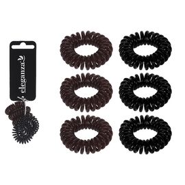 Set elastice pentru par Eleganza Spirala, 3.3 cm, plastic, 6 buc