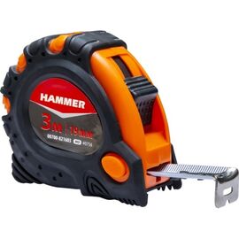 Ruletă HAMMER, carcasă cauciucată, cu 3 sisteme de blocare, 3m x 19mm