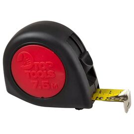 Рулетка TOP TOOLS, фиксатор, прорезиненный корпус, 7.5м x 25мм, 1уп–10шт, 27C318