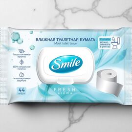 Влажная туалетная бумага SMILE Sensitive, 44 шт