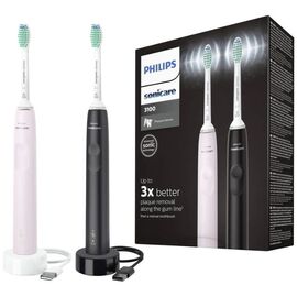 Набор зубных щеток электрических PHILIPS Sonicare Series 3100 Sonica, черный + розовый
