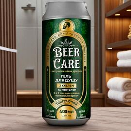 Gel de dus BEER CARE 3 in 1, tonifiant, cu hamei si mentol, 400 ml