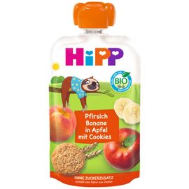 Пюре HIPP Фрукты и злаки, яблоки, персики, бананы с печеньем, с 1 года, 100 г