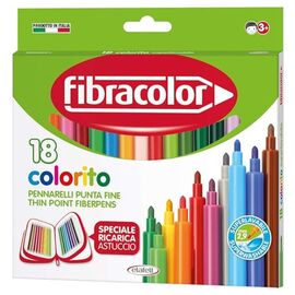 Фломастеры FIBRACOLOR моющиеся, 18 цветов