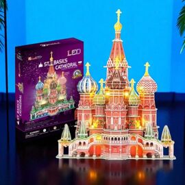 3D Puzzle CUBICFUN Catedrala Sf. Vasile, cu iluminare LED, 224 elemente