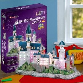 Puzzle 3D CUBICFUN Castelul Neuschwanstein, cu iluminare LED, 128 de elemente