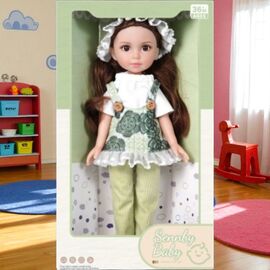 Papusa-bruneta SENNBY BABY ER333E, cu bluza si pantaloni verzi, ZJA353023, 35cm