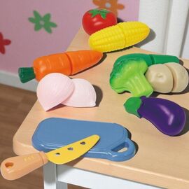 Игровой набор KOLINBABY овощи для нарезки в корзине