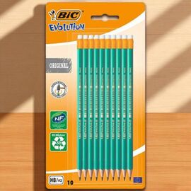 Set creioane grafit BIC ECO Evolution, cu radiera, 10 buc