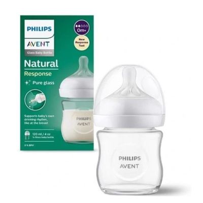 Biberon AVENT, din sticla, tetina din silicon, 0+ luni, 120 ml