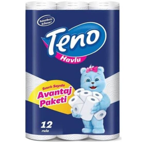 Бумажные полотенца TENO, 2 слоя, 12 рулонов