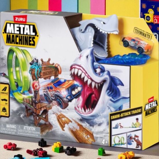 Set pista Shark Attack Zuru METAL MACHINES, cu masinuta din metal