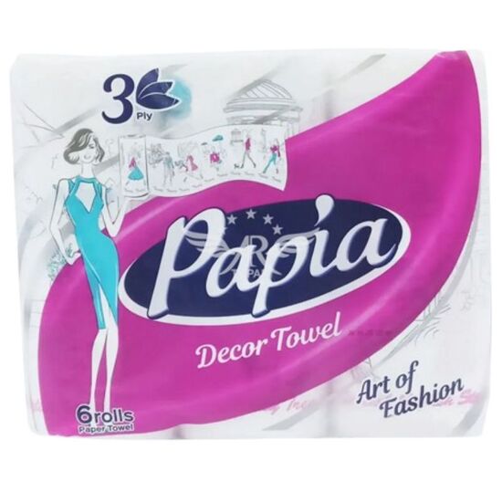 Бумажные полотенца PAPIA Decor, 3 слоя, 6 рулонов