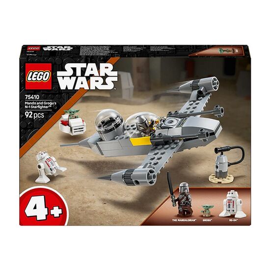 Constructor LEGO Star Wars „Starfighter-ul N-1 Mando și Grogu”, 92 piese, 75410