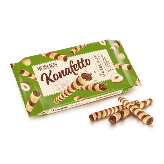 Вафельные трубочки ROSHEN Konafetto, с ореховой начинкой, 140 г