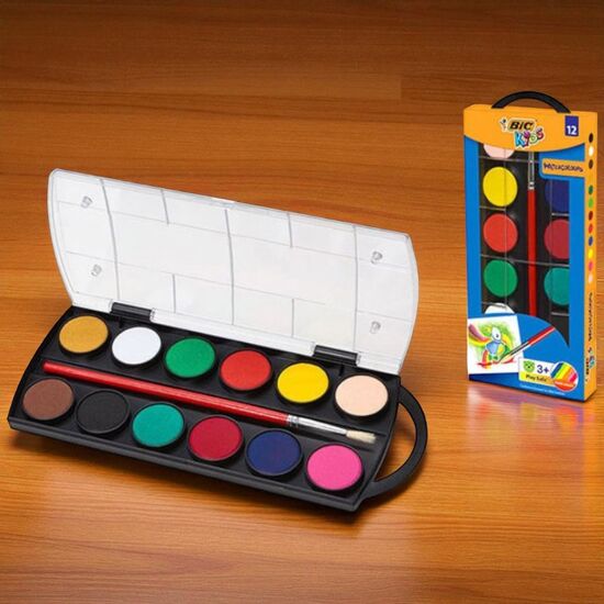 Set de vopsea de acuarela BIC, 12 culori