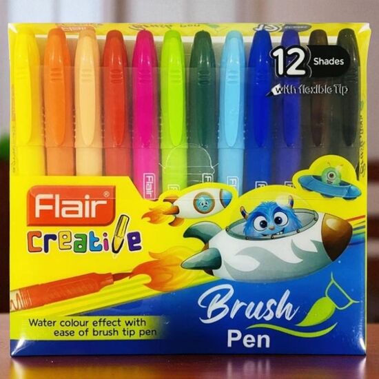 Фломастеры-кисти FLAIR Brush в пенале, 12 цветов