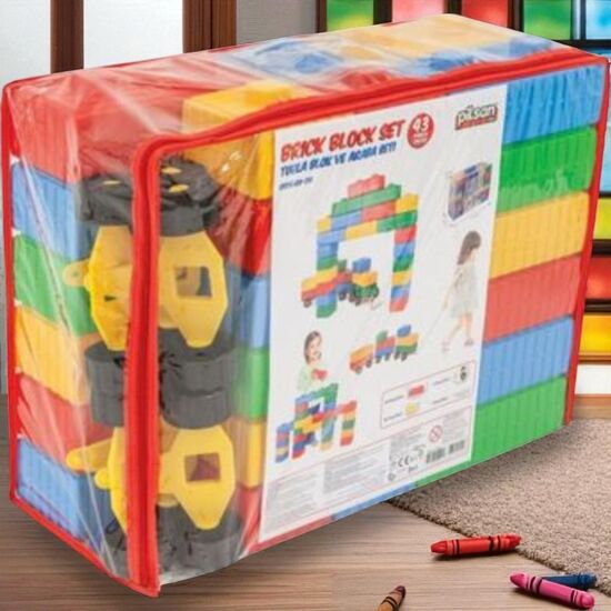 Set caramizi mari de constructie cu roti (43 piese)