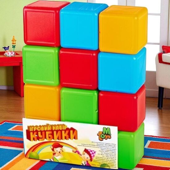 Кубики M-TOYS Цветные, 12 шт