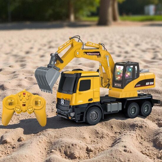 Camion-excavator NAN HONG, multifunctional, cu telecomanda 2.4G, caus metalic