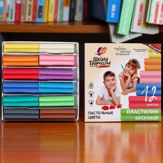 Pasta de modelat cerata ЛУЧ "Scoala Creatiei", 12 culori