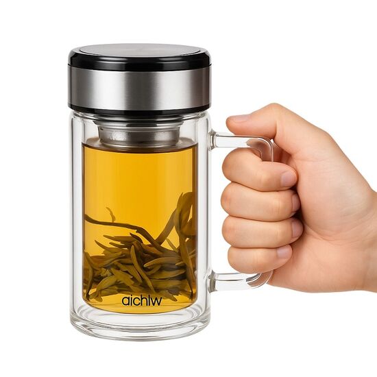 Cana termo din sticlă AICHIW AI-D163, 380 ml, 3 image